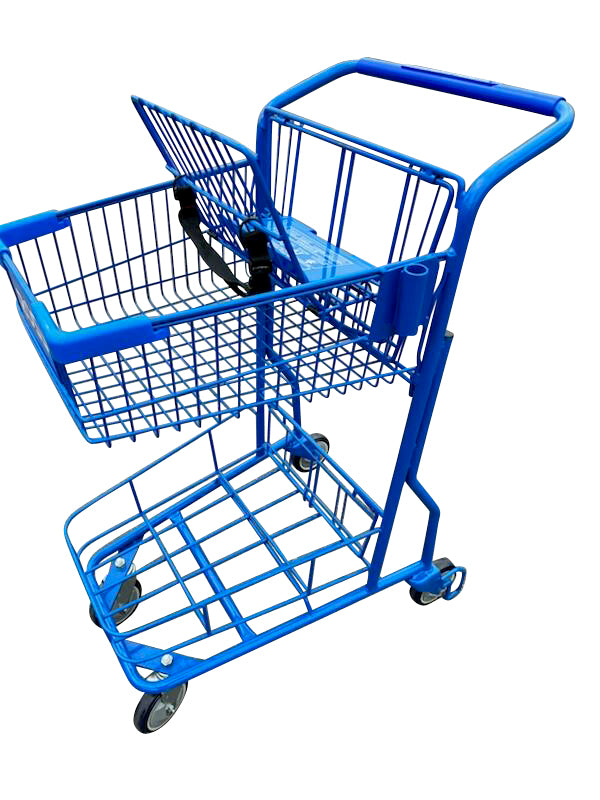 Stylish Metal Double-Basket Express Shopping Cart #071