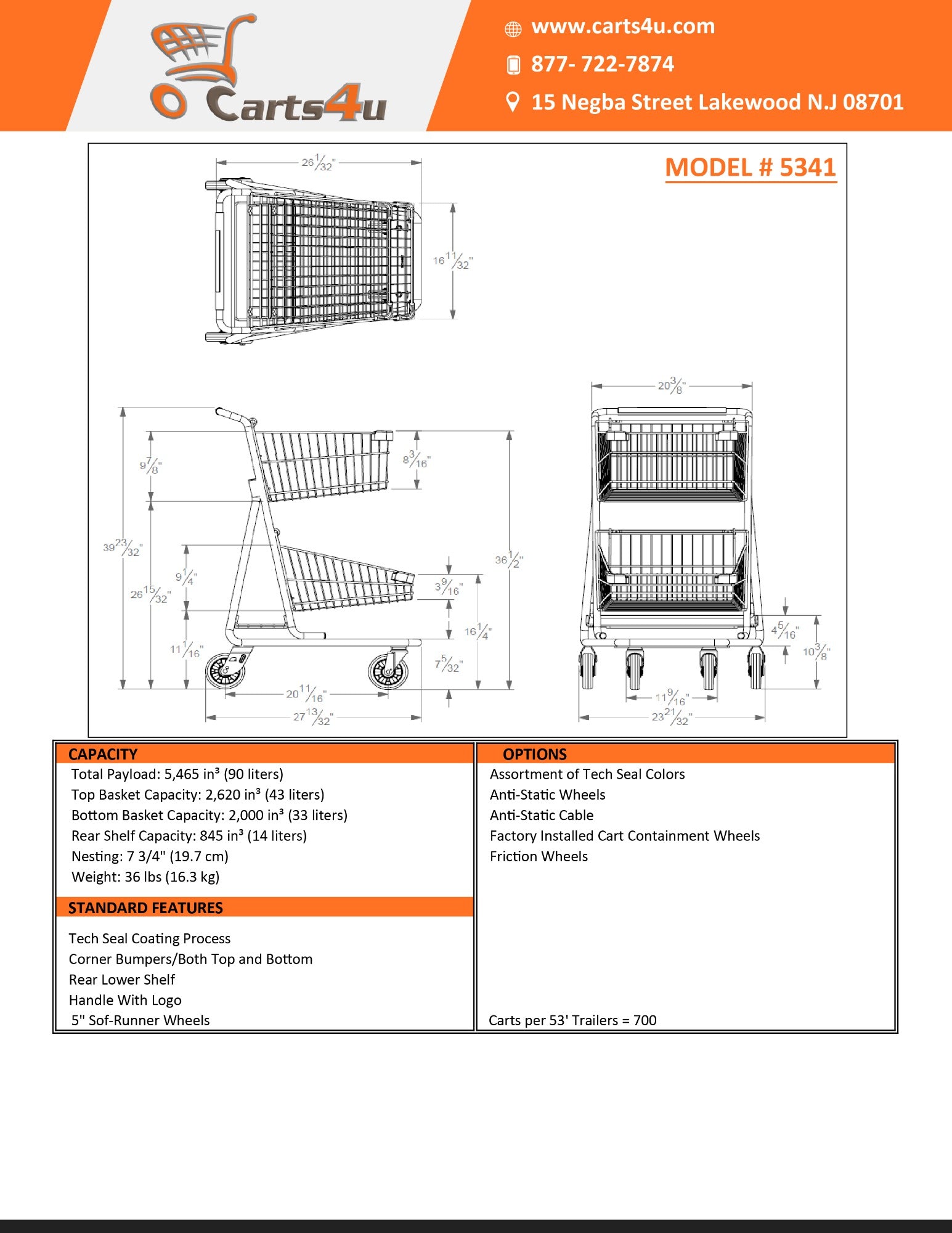 Double Basket Metal Express Shopping Cart #5341