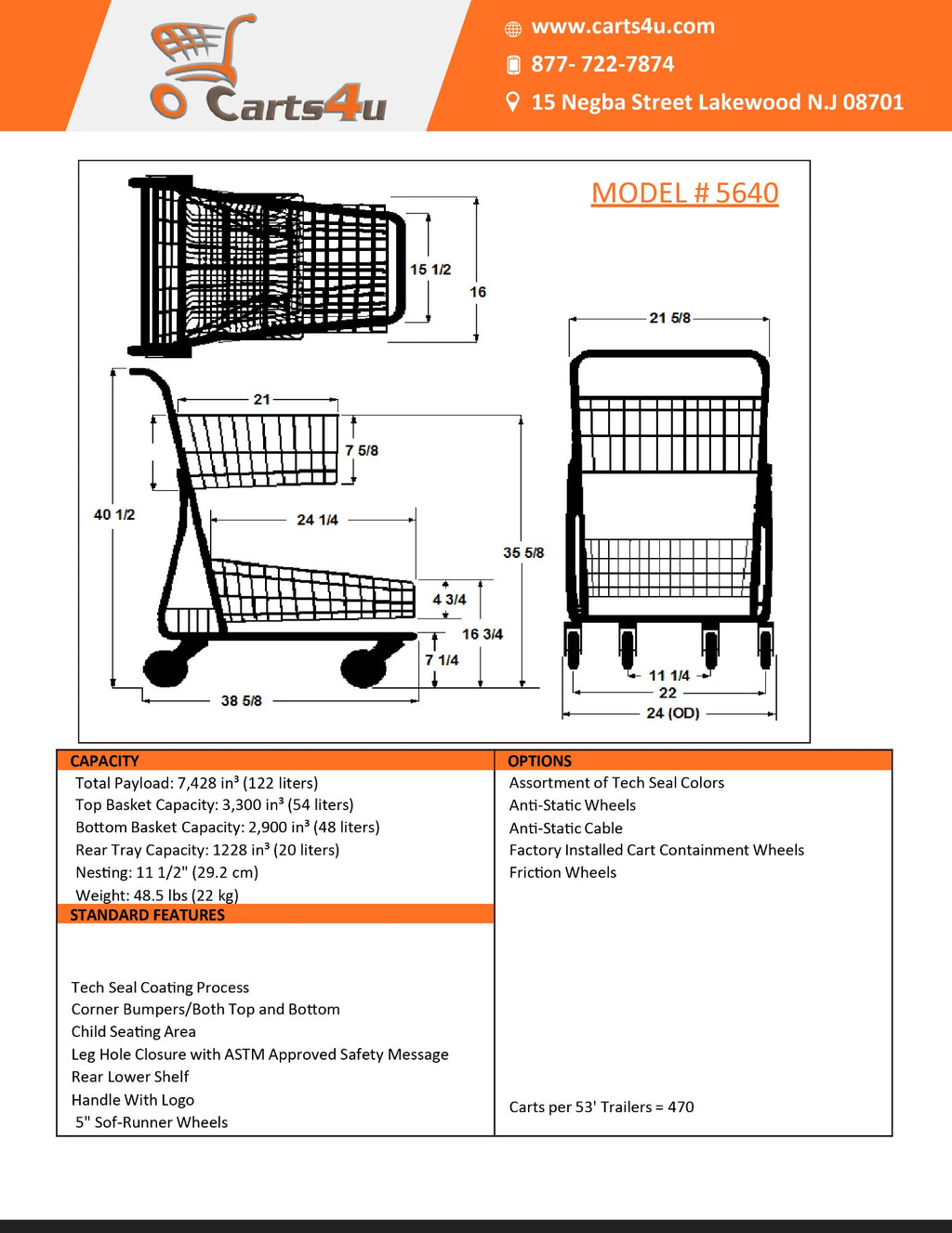 Retail 2-Tier Shopping Cart #5640
