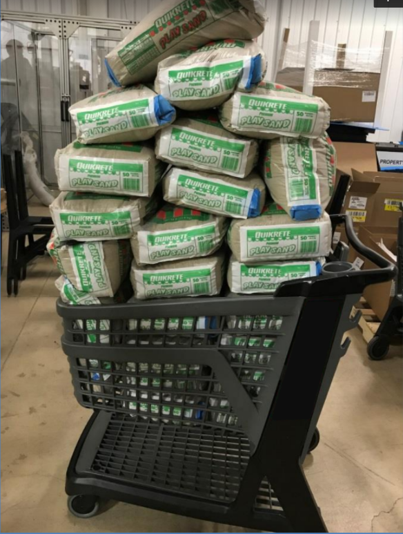 Cart with sand bags