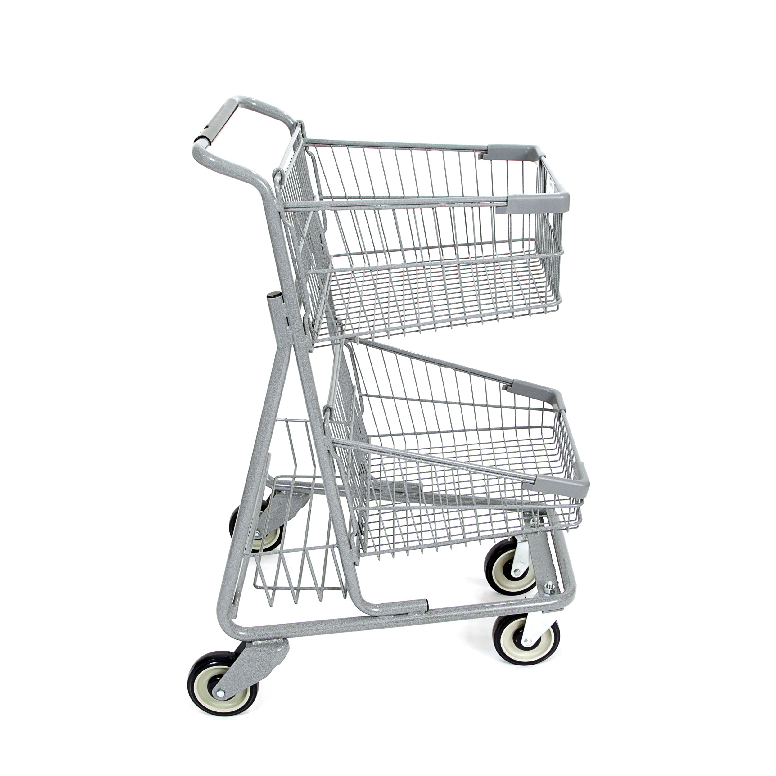 Small Metal Double-basket Express Liquor Store Shopping Cart Model