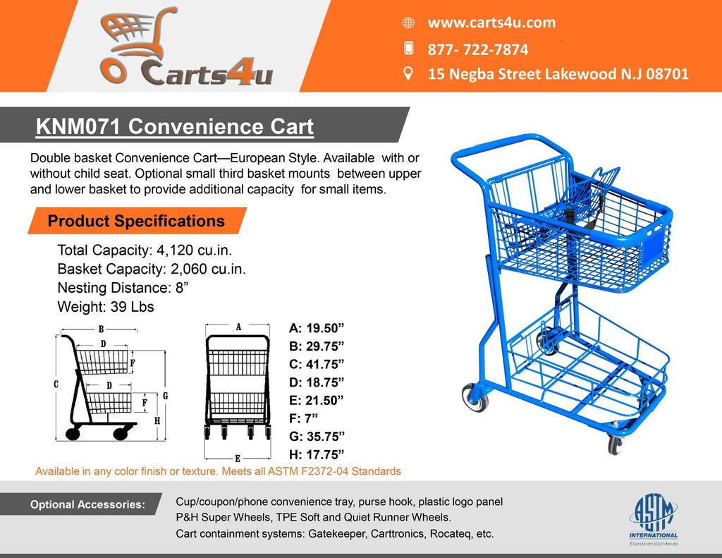 Stylish Metal Double-Basket Express Shopping Cart #071
