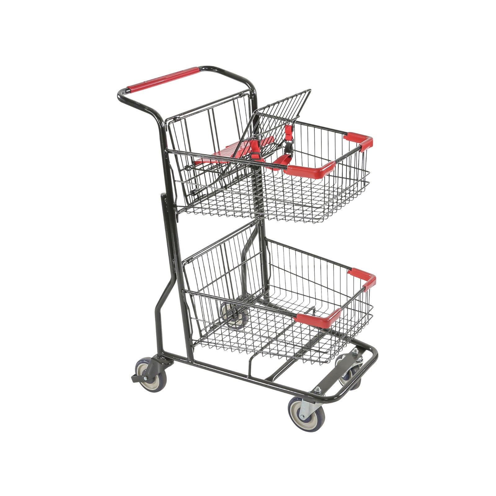 Stylish Metal Double-basket Express Shopping Cart #078