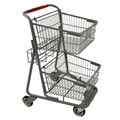 Two-Tier Metal Express Shopping Cart w/third Basket #080