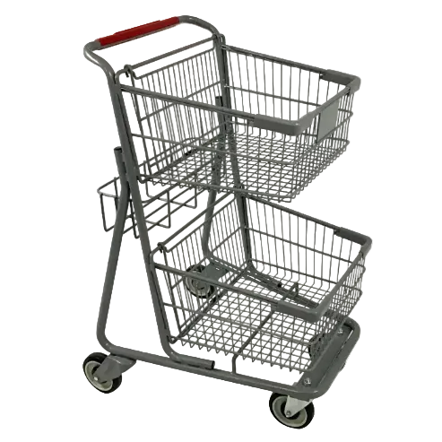 Two-Tier Metal Express Shopping Cart w/third Basket #080