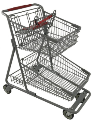 Two-Tier Metal Express Shopping Cart #090