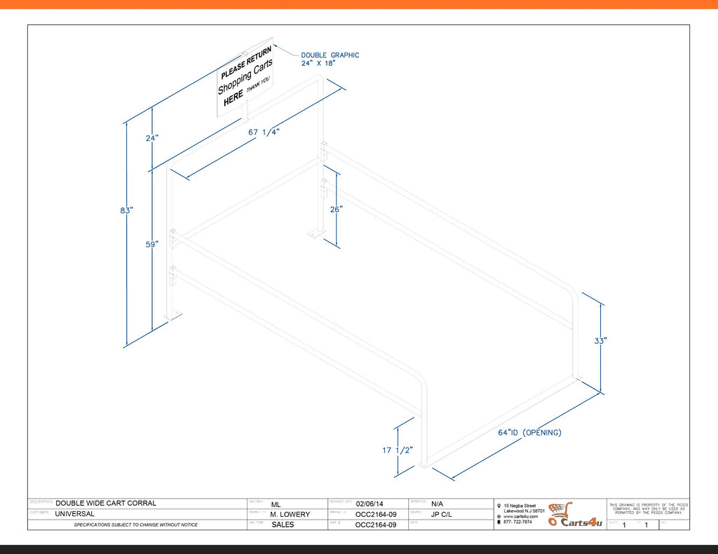 Double Wide Galvanized Cart Corral