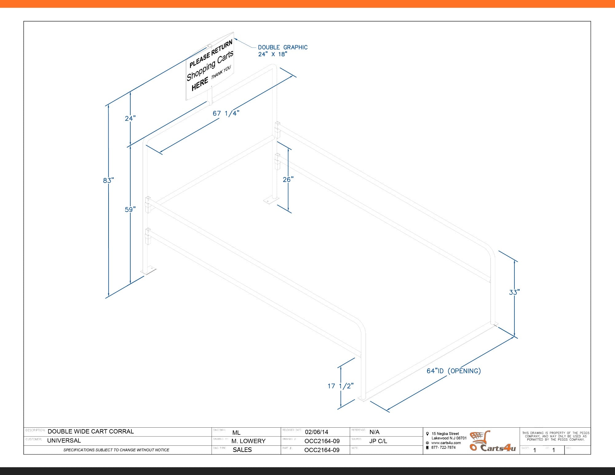 Double Wide Galvanized Cart Corral