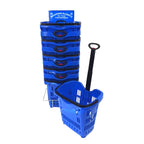 Roller Basket with Telescopic Metal Handle Set
