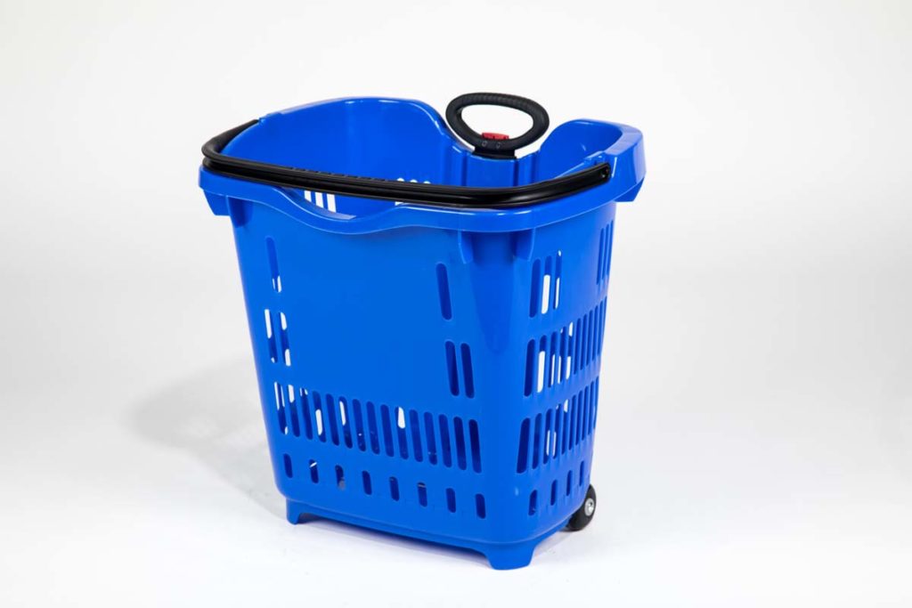 Roller Basket with Telescopic Metal Handle Set