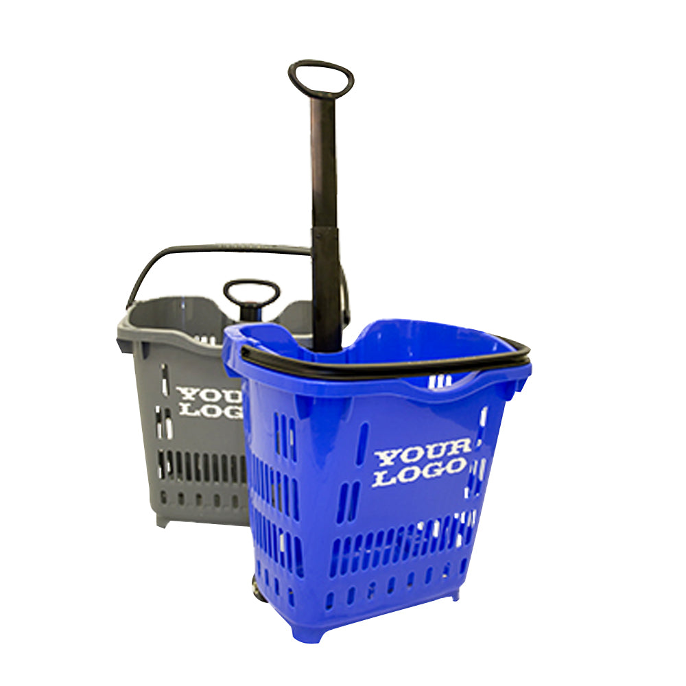 Roller Basket with Telescopic Metal Handle Set