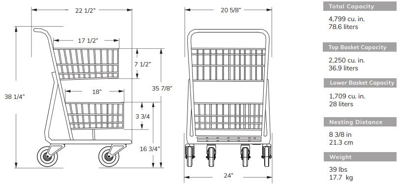 Two-Tier Metal Express Shopping Cart #085