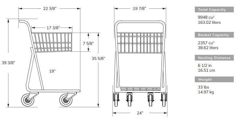 Metal Express Shopping Cart With a Small Rear Basket #072
