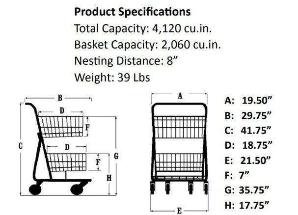 Stylish Metal Double-Basket Express Shopping Cart #071