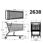 Medium Metal Shopping Cart model #2638 Dimensions