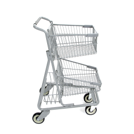 Small Metal Double-basket Express Liquor Store Shopping Cart Model