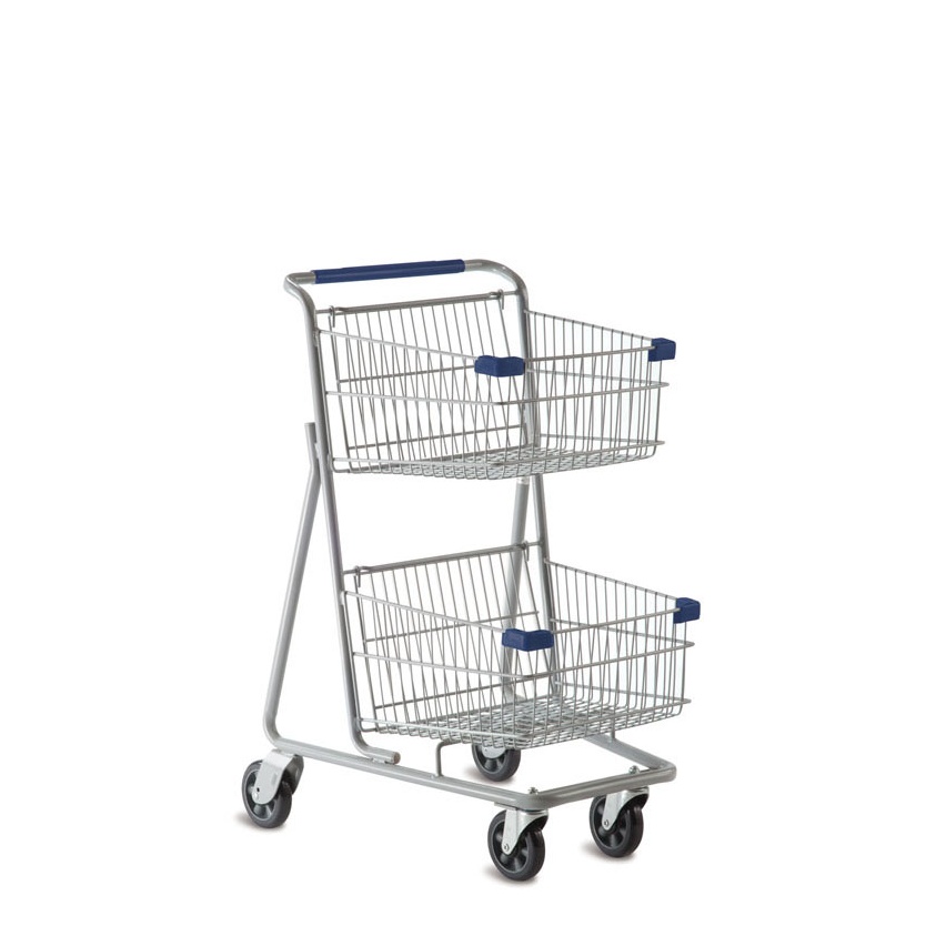 Small Metal Double Basket Express Convenience Grocery Shopping Cart Model  #5141D