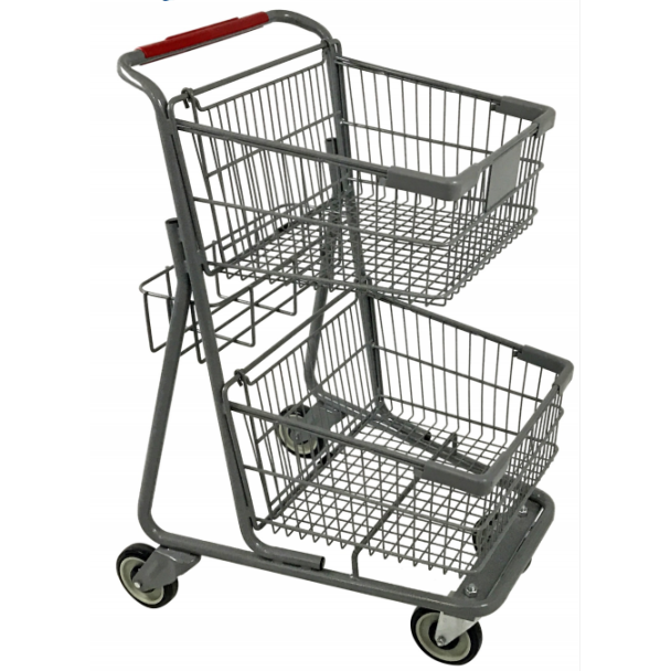 Two-Tier Metal Express Shopping Cart w/third Basket #080