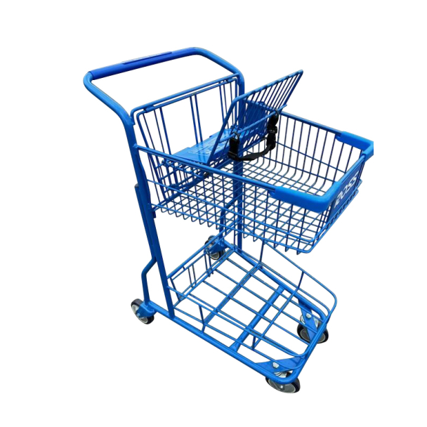 Stylish Metal Double-Basket Express Shopping Cart #071