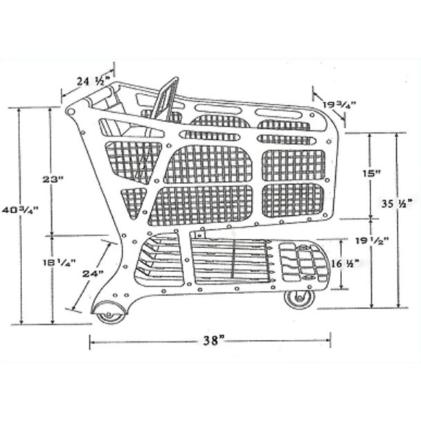 All-Plastic Grocery Shopping Cart Dimension