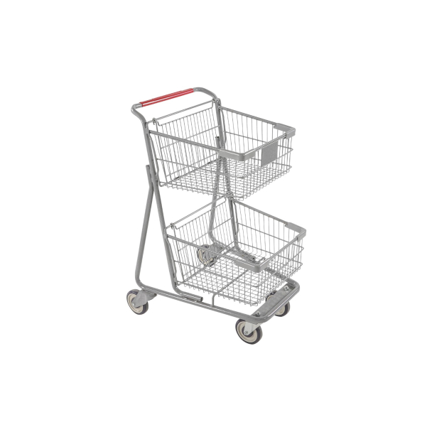 Small Metal Double Basket Express Grocery Shopping Cart Model #075