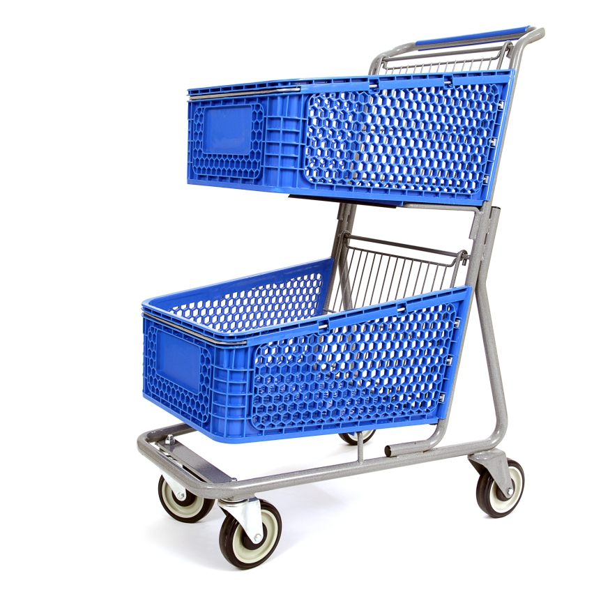 Bitterness potato Bathroom Plastic Express Double-Basket Shopping Cart | High Quality | Carts4U